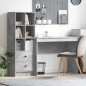 vidaXL Scrivania con spazio di archiviazione in grigio cemento legno ingegnerizzato