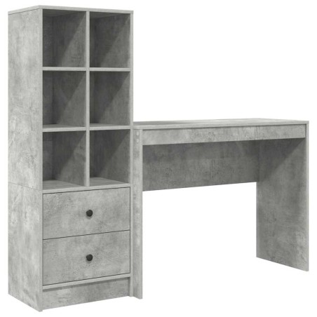 vidaXL Scrivania con spazio di archiviazione in grigio cemento legno ingegnerizzato