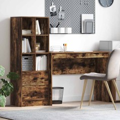 vidaXL Scrivania con spazio di archiviazione Rovere fumé Legno ingegnerizzato