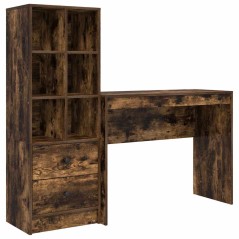 vidaXL Scrivania con spazio di archiviazione Rovere fumé Legno ingegnerizzato