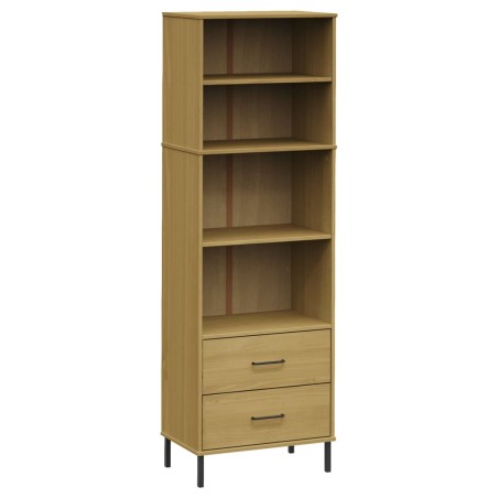 Libreria con 2 Cassetti Marrone 60x35x180cm Legno Massello OSLO
