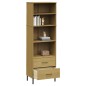 Libreria con 2 Cassetti Marrone 60x35x180cm Legno Massello OSLO Libreria con 2 Cassetti Marrone 60x35x180cm Legno Massello OSLO