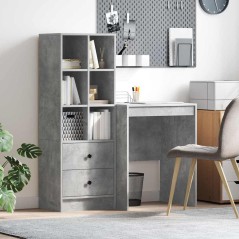 vidaXL Scrivania con Spazio di Archiviazione Grigio Cemento Legno Ingegnerizzato