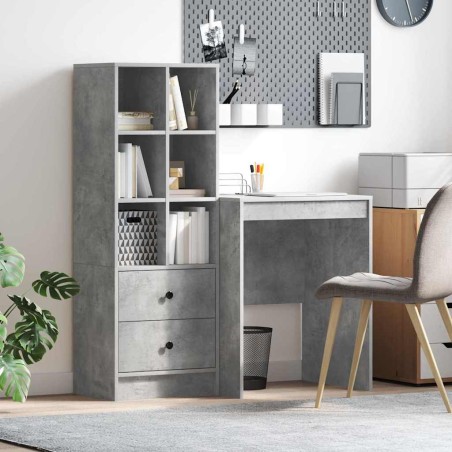 vidaXL Scrivania con Spazio di Archiviazione Grigio Cemento Legno Ingegnerizzato