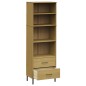 Libreria con 2 Cassetti Marrone 60x35x180cm Legno Massello OSLO Libreria con 2 Cassetti Marrone 60x35x180cm Legno Massello OSLO