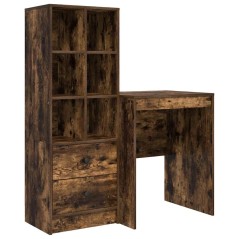 vidaXL Scrivania con Archiviazione Rovere Affumicato Legno Ingegnere