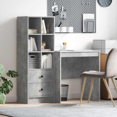 vidaXL Scrivania con Stoccaggio Grigio Cemento Legno Ingegnerizzato