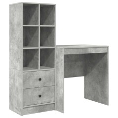 vidaXL Scrivania con Stoccaggio Grigio Cemento Legno Ingegnerizzato