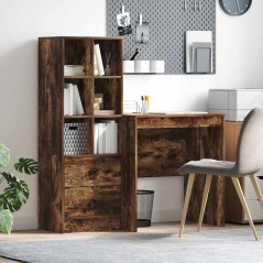 vidaXL Scrivania con ripostiglio in rovere affumicato in legno ingegnerizzato