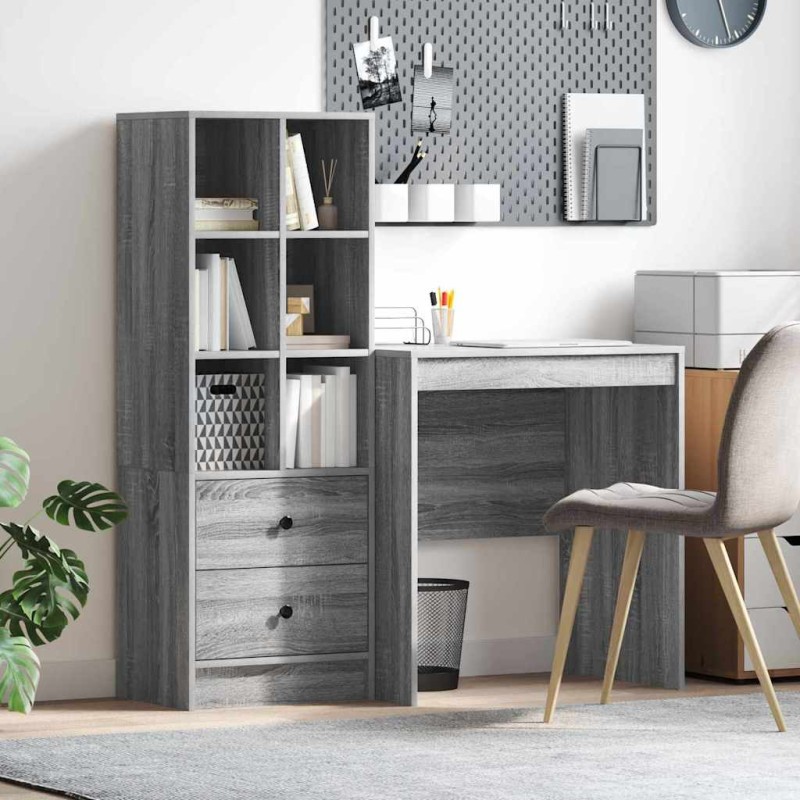 vidaXL Scrivania con Stoccaggio Grigio Sonoma Legno Ingegnerizzato