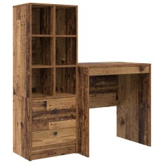 vidaXL Scrivania con spazio di archiviazione Legno Vecchio Legno ingegnerizzato