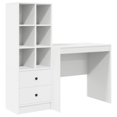Scrivania vidaXL Bianca con Archiviazione in Legno Ingegnerizzato