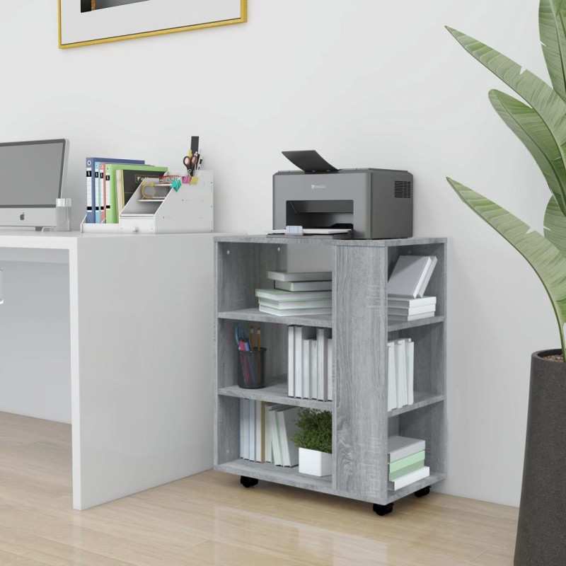 Armadietto con Ruote Grigio Sonoma 60x35x75cm Legno Multistrato Armadietto con Ruote Grigio Sonoma 60x35x75cm Legno Multistrato