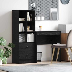 Scrivania vidaXL con Storage Rovere Nero Legno ingegnerizzato