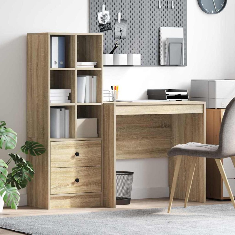 Scrivania vidaXL con spazio di archiviazione Rovere Sonoma Legno ingegnerizzato