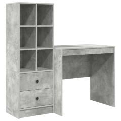 Scrivania vidaXL con ripostiglio Grigio cemento Legno ingegnerizzato