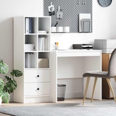 vidaXL Scrivania con spazio di archiviazione in legno ingegnerizzato bianco
