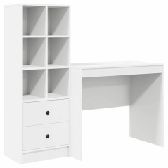 vidaXL Scrivania con spazio di archiviazione in legno ingegnerizzato bianco