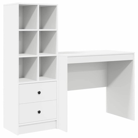 vidaXL Scrivania con spazio di archiviazione in legno ingegnerizzato bianco
