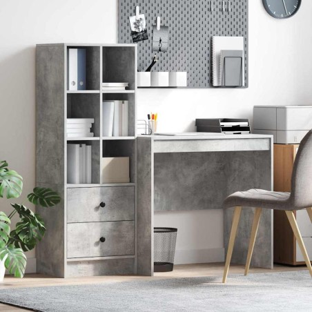 vidaXL Scrivania con Storage Grigio Cemento Legno Ingegnerizzato