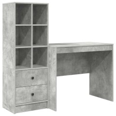 vidaXL Scrivania con Storage Grigio Cemento Legno Ingegnerizzato