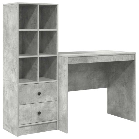 vidaXL Scrivania con Storage Grigio Cemento Legno Ingegnerizzato