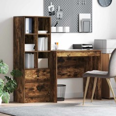 vidaXL Scrivania con archiviazione in rovere affumicato, legno ingegnerizzato