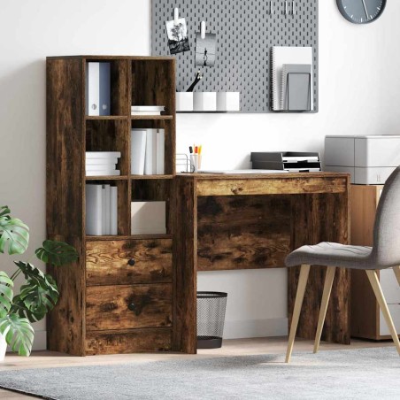 vidaXL Scrivania con archiviazione in rovere affumicato, legno ingegnerizzato