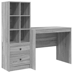 vidaXL Scrivania con spazio di archiviazione Grigio sonoma Legno ingegnerizzato