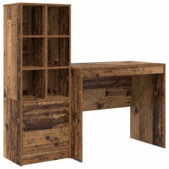 vidaXL Scrivania con Storage Legno Antico Legno Ingegnerizzato