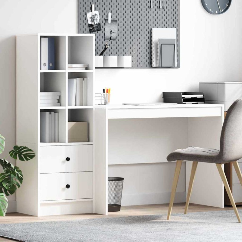 vidaXL Scrivania con storage bianca in legno ingegnerizzato