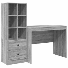 vidaXL Scrivania con Spazio di Archiviazione Grigio Sonoma Legno Ingegnerizzato