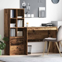 vidaXL Scrivania con spazio di archiviazione Legno vecchio Legno ingegnerizzato