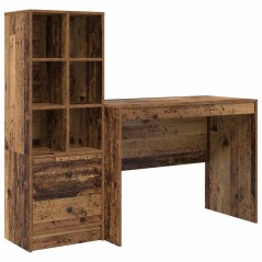 vidaXL Scrivania con spazio di archiviazione Legno vecchio Legno ingegnerizzato