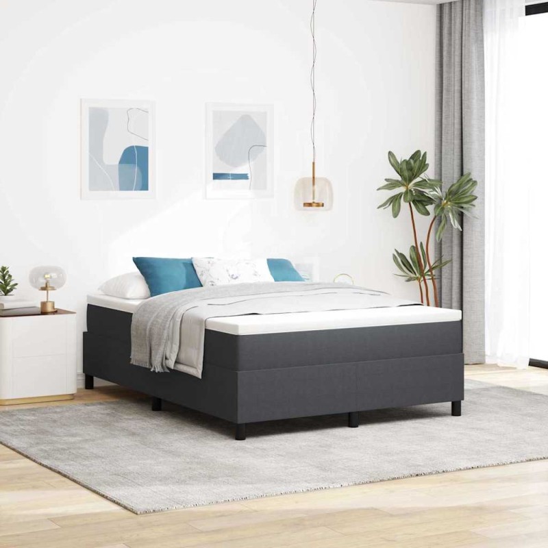 vidaXL Letto con Box Spring Grigio Scuro 140x200 cm Tessuto a Corda vidaXL Letto con Box Spring Grigio Scuro 140x200 cm Tessuto a Corda