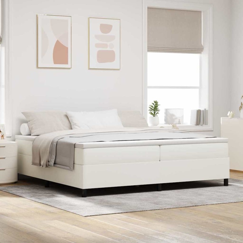 vidaXL Letto Box Spring Crema 200x200 cm Tessuto a coste
