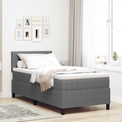 vidaXL Letto con Rete a Molla e Materasso Grigio Chiaro 90x200 cm Tessuto a Coste