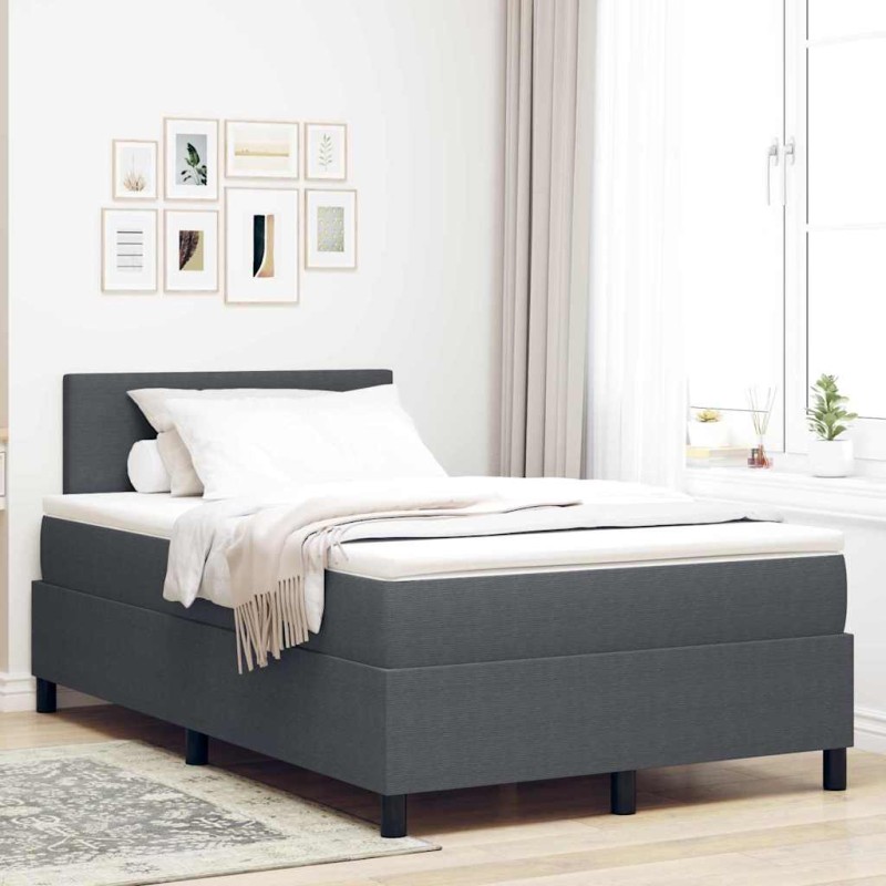 vidaXL Letto con Rete e Materasso Grigio Scuro 120x200 cm Tessuto in Corduroy
