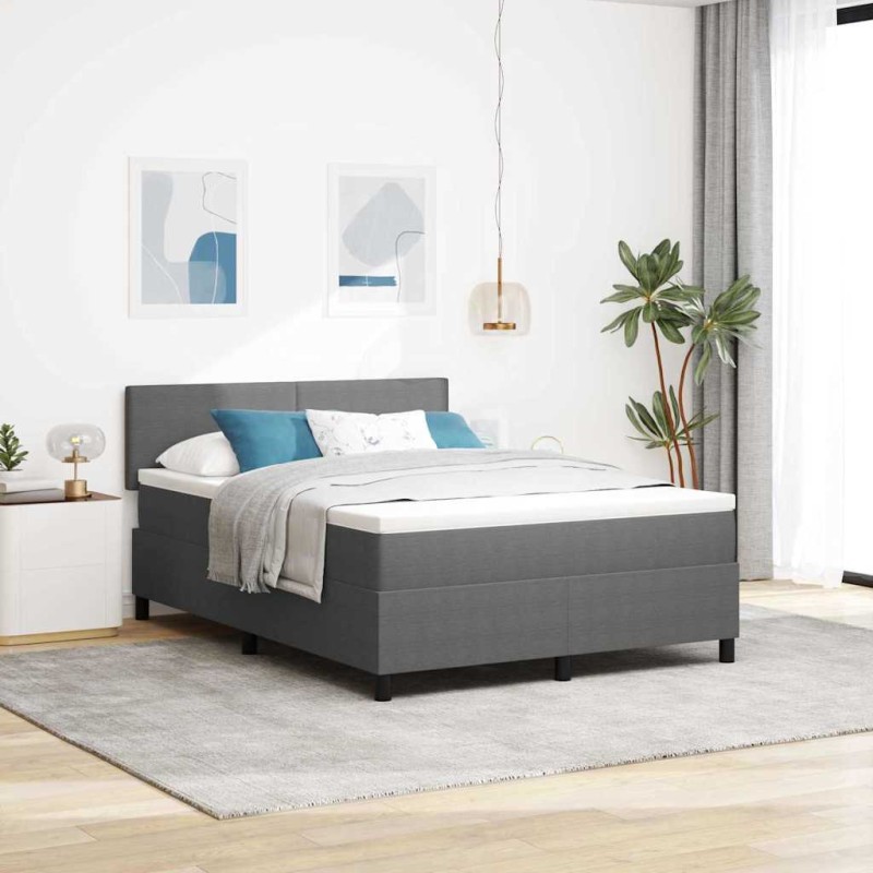 vidaXL Letto con Box Spring e Materasso Grigio Chiaro 140x200 cm Tessuto a Costine