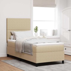 vidaXL Letto Box Spring e Materasso Beige 90x200 cm Tessuto Corduroy