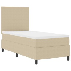 vidaXL Letto Box Spring e Materasso Beige 90x200 cm Tessuto Corduroy