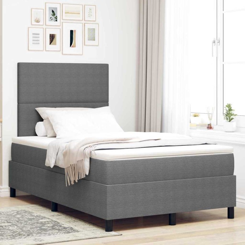 vidaXL Letto con Box Spring e Materasso Grigio Chiaro 120x200 cm Tessuto in corduroy