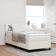 vidaXL Letto a Doghe con Materasso & LED Crema 80x200 cm Tessuto a Velluto