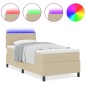 vidaXL Letto con Box Spring, Materasso & Luce LED Verde Grigio Singolo, Tessuto in Corduroy vidaXL Letto con Box Spring, Materasso & Luce LED Verde Grigio Singolo, Tessuto in Corduroy