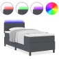 vidaXL Letto con Rete a Molle con Materasso & Luce LED Grigio Scuro 90x200 cm Tessuto Vellutato vidaXL Letto con Rete a Molle con Materasso & Luce LED Grigio Scuro 90x200 cm Tessuto Vellutato