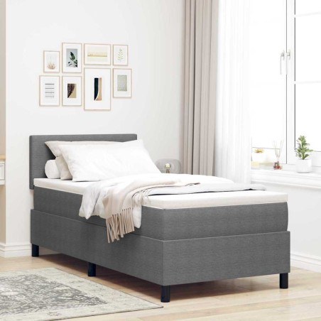 vidaXL Letto Box Spring con Materasso e LED Grigio Chiaro 100x200 cm Tessuto Cordonetto