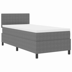 vidaXL Letto Box Spring con Materasso e LED Grigio Chiaro 100x200 cm Tessuto Cordonetto