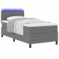 vidaXL Letto Box Spring con Materasso e LED Grigio Chiaro 100x200 cm Tessuto Cordonetto vidaXL Letto Box Spring con Materasso e LED Grigio Chiaro 100x200 cm Tessuto Cordonetto