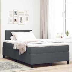vidaXL Letto Box Spring con Materasso & LED Grigio Scuro 120x200 cm Tessuto a Coste