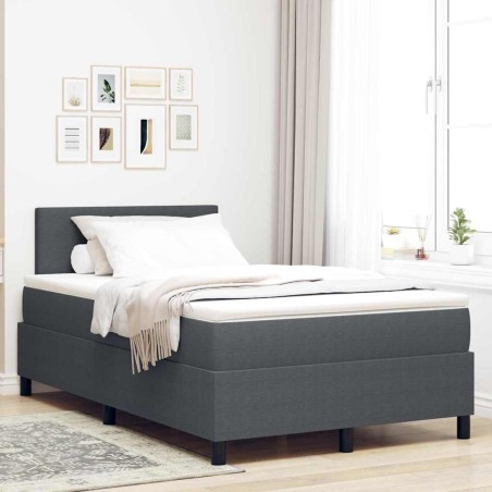 vidaXL Letto Box Spring con Materasso & LED Grigio Scuro 120x200 cm Tessuto a Coste